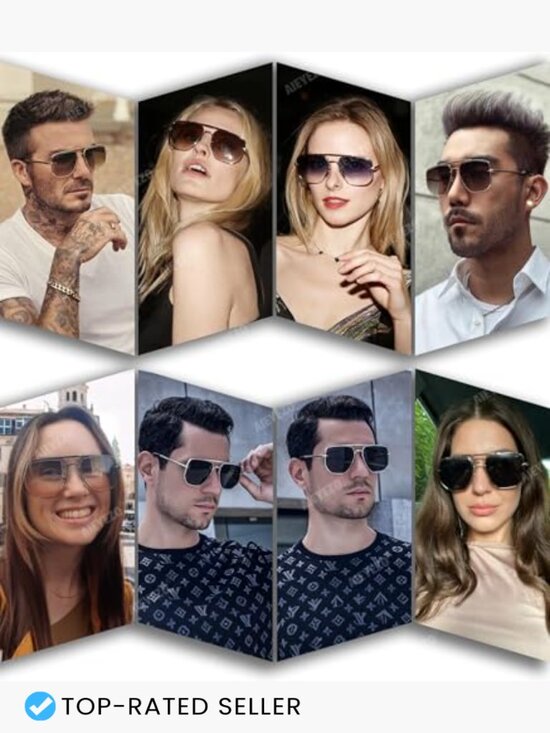 Oversized Square Aviator Sunglasses Vintage Pilot Gradient Shades